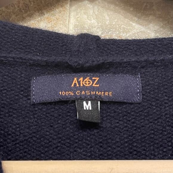 A to Z by Quince Mongolian Cashmere Full Zip Hoodie Sweater | Navy M New NWOT - Picture 8 of 10